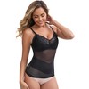 INSPIRE CHIC Women's Lace Mesh See Through V-Neck Adjustable Spaghetti Straps Breathable Control Camisoles with Padded - 4 of 4
