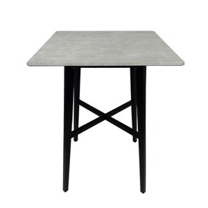 Gulches 42" Bar Height Dining Table, Gray Cement Laminate Top & Black Rubberwood Legs, Modern X-Stretcher for Small Spaces - 1 of 4