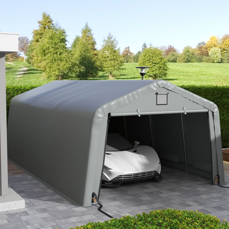 Outsunny 12' x 20' Portable Garage, Heavy Duty Car Port Canopy with Ventilation Windows and Large Door, 2 of 7
