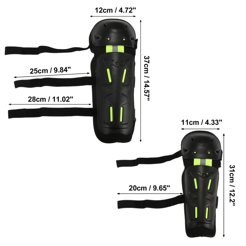 Unique Bargains with Adjustable Strap Motorcycle Knee Elbow Pads Green 4 Pcs, 4 of 8