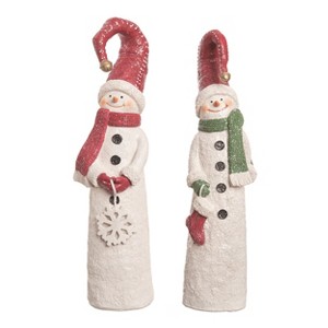 Transpac Resin Tall Snowman Figurine Set of 2 Christmas Decor for Indoor Use White Tabletop Holiday Gifts and Decorations - 1 of 1