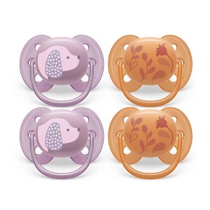 Avent Philips Ultra Soft Pacifier 6-18 Months - Violet Puppy/Orange Leaves - 4pk - 1 of 4