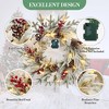 24 Inch Christmas Wreath for Front Door, Pre-Lit LED Lights Christmas Decor with Red Bow & Balls - 4 of 4