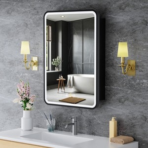 Aris LED Medicine Cabinet with Mirror, Recessed/ Wall Mounted Bathroom Cabinet, Dimmable, 3-Mode Light, Anti-Fog, Adjustable Shelves, White - 1 of 4