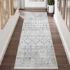 2'x6' Washable Geometric Living Room Rugs, Indoor Farmhouse Non Slip Bedroom Carpet, Large Stain Resistant Dining Room Rugs, Grey - 2 of 4