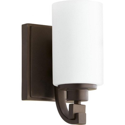 Quorum Lighting Lancaster Glass Wall Sconce, 1 Light, Oiled Bronze