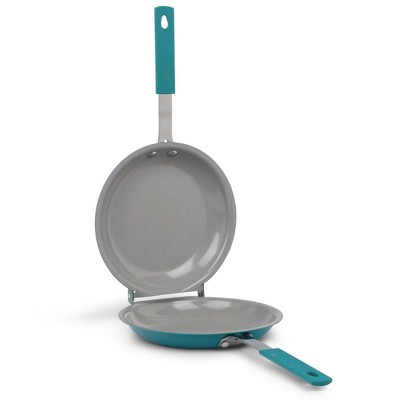 Gotham Steel Aqua Blue Nonstick Double Side Frying Pan Pancake Maker :  Target