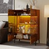 Famapy Bookshelf Contemporary Display Cabinet with Warm Light and Glass Front Multifunctional Bookcase Storage Cabinet - 3 of 4