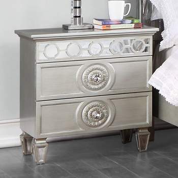 26" Varian Nightstand Silver and Mirrored Finish - Acme Furniture