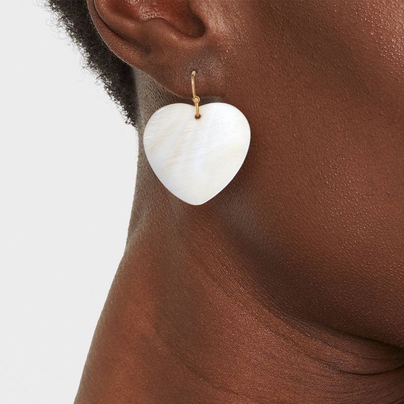Heart Shape Shell and Simulated Pearl Drop Earrings - Universal Thread&#8482; Ivory, 3 of 5