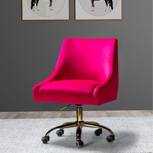 21.5'' Wide Comfty Desk Chair, Swivel Fabric Vanity Home Chair, Height Adjustable, Wide Seat Computer Task Vanity Chair-The Pop Home - 1 of 4