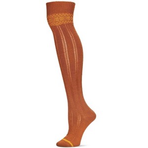 Memoi Women's Fair Isle Border Wool Blend Over The Knee Warm Sock - 1 of 4