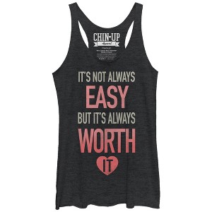 Women's CHIN UP It's Not Always Easy Racerback Tank Top - 1 of 3