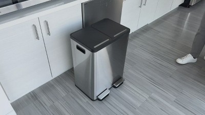 16 Gallon Stainless Steel Dual Compartment Step Pedal Trash Can