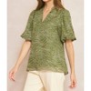Women's Bubble Sleeve V-Neck Top - entro - 4 of 4