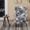Gulches Antique White Gray Wing Back Polyester Reading Chair Walnut Tone Wood Coffee Table Set of 1 High Back Rubberwood Frame 400 lb Vintage Luxury - 2 of 4