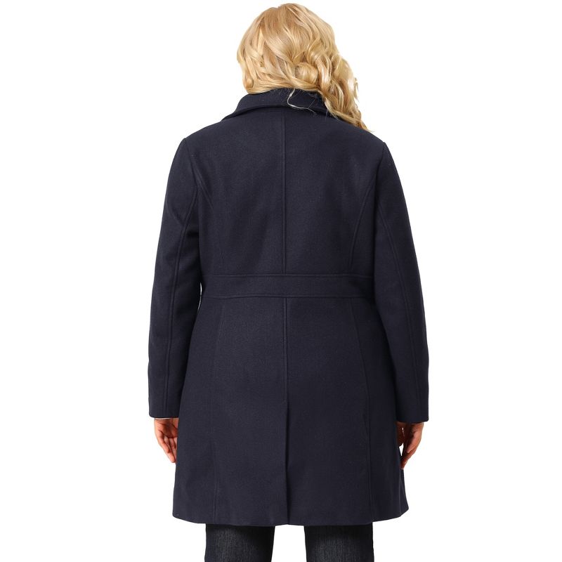 Agnes Orinda Women's Plus Size Notched Lapel Single Breasted Winter Long Pea Coat, 5 of 7