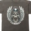 Skull with Wings and Halo, Ride or Die, Helmet on Black Pepper Vintage Short Sleeve Adult T-Shirt - 2 of 3