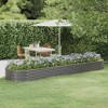 vidaXL Outdoor Raised Bed, Gray Garden Planter, Powder-Coated Steel 155.9"x39.4"x14.2", Rust-Resistant, DIY Assembly, Oval Shape - 2 of 4