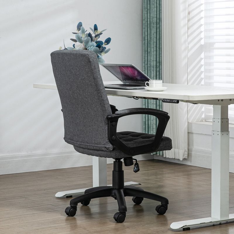 Vinsetto Mid Back Office Chair with Adjustable Height, Wheels, Arms, Comfy Computer Chair, 5 of 7