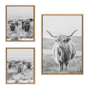 Kate & Laurel All Things Decor Sylvie Highland Cow Canvas Set - 1 of 4