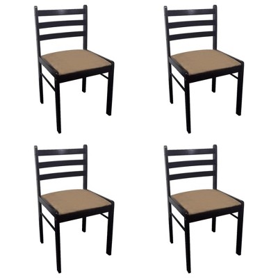 vidaXL Dining Chairs, 4 Pcs, Brown Solid Rubber Wood and Velvet
