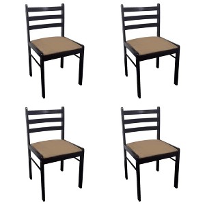vidaXL Dining Chairs, 4 Pcs, Brown Solid Rubber Wood and Velvet - 1 of 4