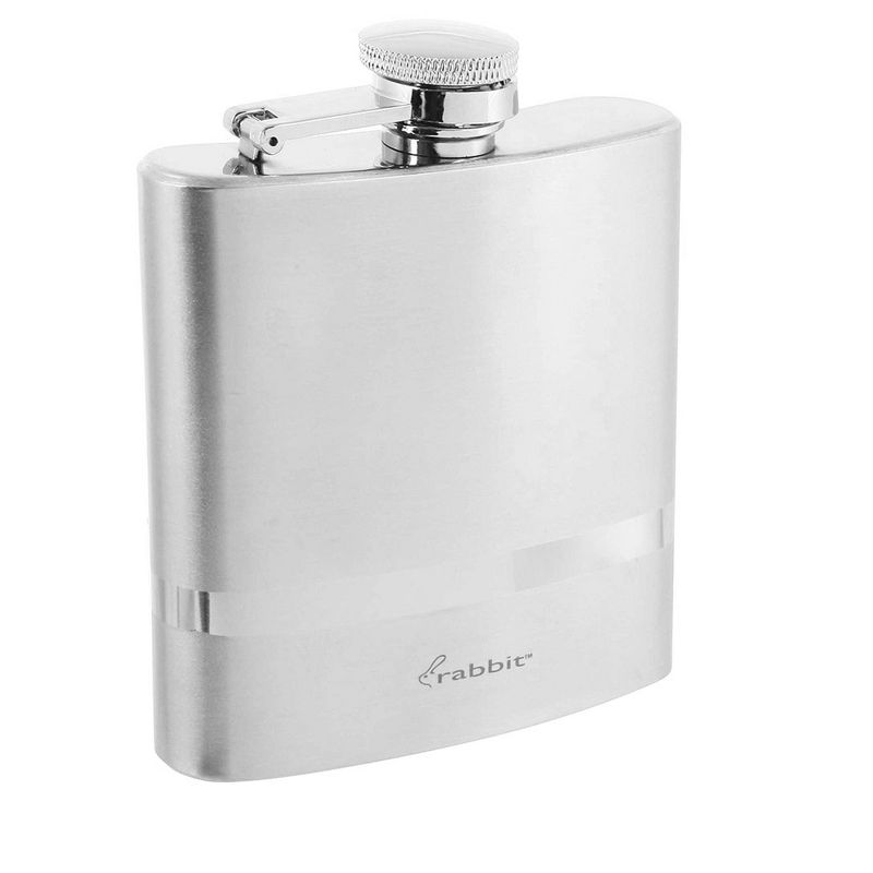 Rabbit Polished Stainless Steel Pocket Flask, 6 Ounce Capacity, 2 of 5