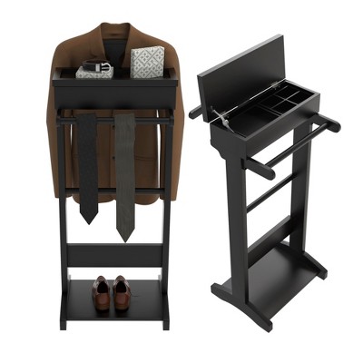 Stylish Portable Garment Rack - Versatile Clothes Valet Stand with Storage Organizer for Home ,Events,Black