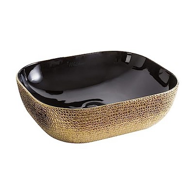 ALFI Isabella Plus Collection Rectangular Above Mount Basin with an Embossed Exterior, Smooth Interior, and Center Drain