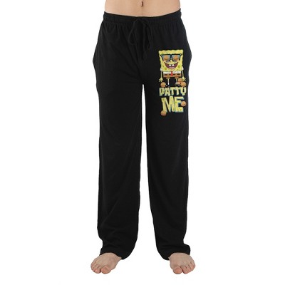 Mens Black Spongebob Krabby Patty Cartoon Character Sleep Pajama Pants