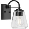 Progress Lighting Martenne 1-Light Vanity Light, Matte Black, Seeded Glass, Urban Industrial - 3 of 3