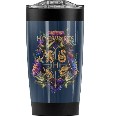 Harry Potter Hogwarts Floral Crest Steel Tumbler 20oz Coffee Travel Mug