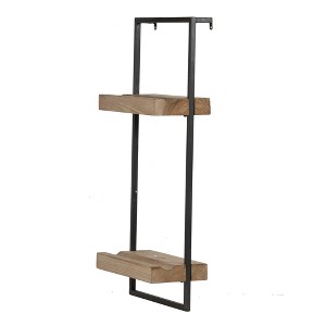 COWLOWN Industrial Wall Shelf with 2 Wood Shelves, Farmhouse Home Decor for Kitchen, Entryway, Living Room - 1 of 4