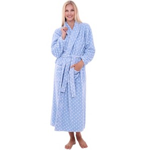 ADR Plush Striped Robe for Women, Long Fleece Plaid Winter Bath Robe, Plus Size - 1 of 3