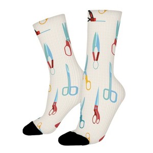 Scissors Pattern Women Printed Crew Socks Funny Funky Socks Soft Polyester Novelty Gifts for Artists Men - 1 of 1