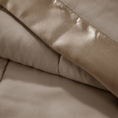 Twin Brown Down Alternative Blanket with Satin Trim
