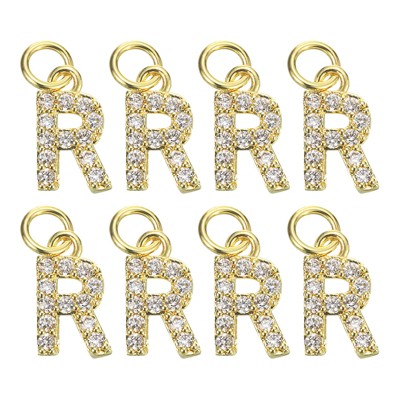 Unique Bargains Beautiful DIY Jewelry Making Rhinestone Initial Pendants 8 Pcs Letter R