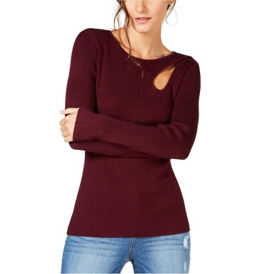 I.N.C International Concepts Womens Teardrop Cutout Pullover Sweater, Red, X-Large