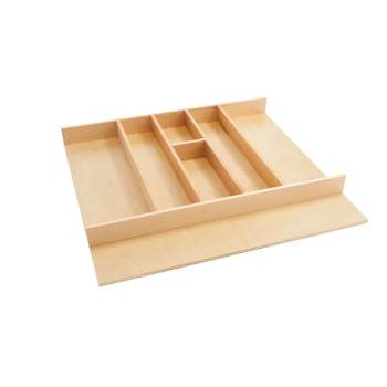 Rev-A-Shelf 4WUT-3SH Shallow Trimmable Wooden Kitchen Drawer Divider Utility Holder Cutlery Tray Organizer Insert with 7 Slots, Maple