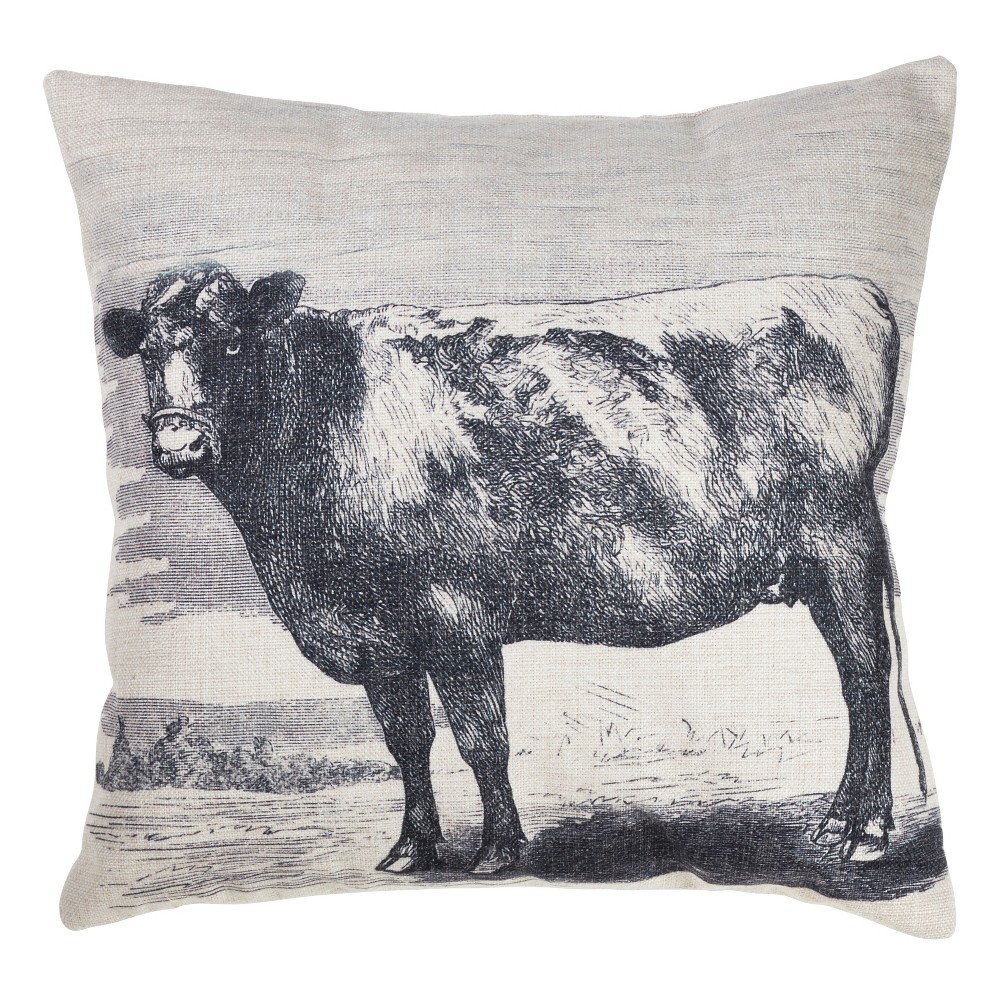 Photos - Pillow Cow Print Square Throw  Gray - Saro Lifestyle