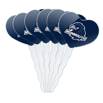 Monmouth University Official Hawks Logo Heart Love Cupcake Picks Toppers Decoration Set of 6