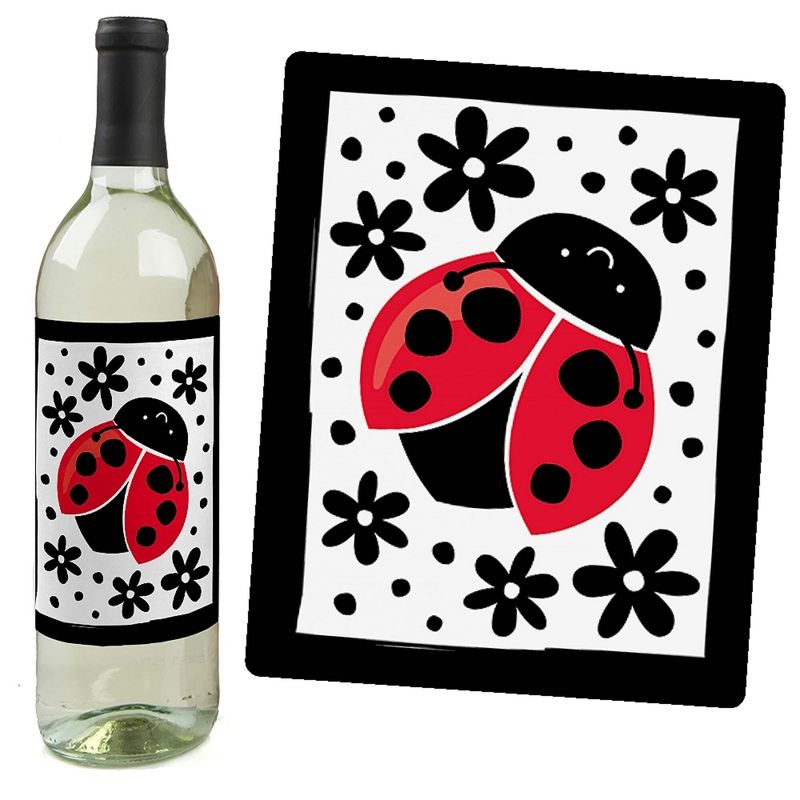 Big Dot of Happiness Happy Little Ladybug - Baby Shower or Birthday Party Decorations for Women and Men - Wine Bottle Label Stickers - Set of 4, 3 of 9