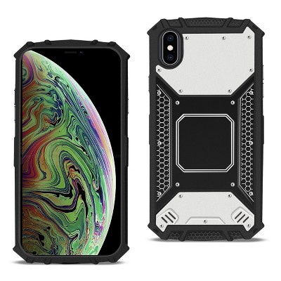 Reiko Apple iPhone XS Max Metallic Front Cover Case in Silver & Black