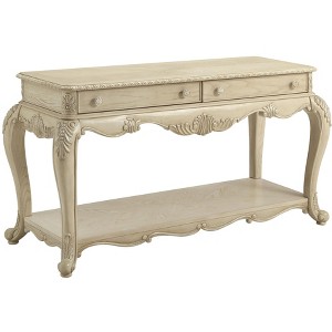 Royal Hampton Style Wooden Sofa Table with Two Drawers and One Open Shelf, White - 1 of 4