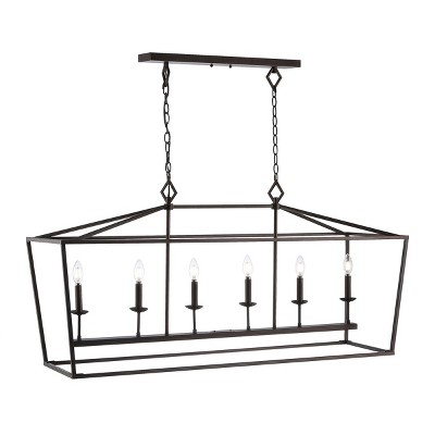 Contemporary Prener 6-Light Industrial Pendant in Oil-Rubbed Bronze Black
