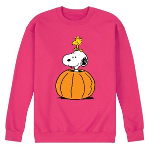 Men's - Peanuts - Snoopy Woodstock Pumpkin Graphic Fleece Sweatshirt - 1 of 4