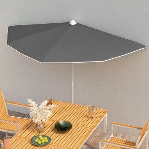 vidaXL Garden Parasol Sand Polyester fabric, Steel Medium Collapsible - 1 of 4