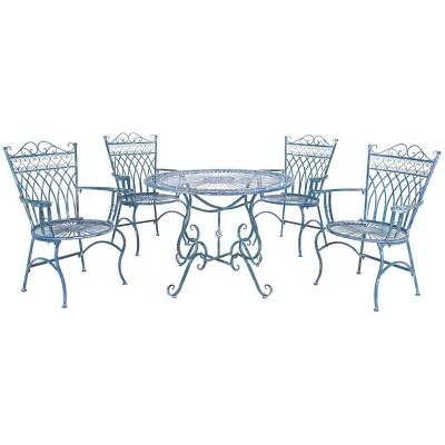 Thessaly 5-Piece Antique Blue Iron Outdoor Dining Set