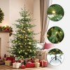 LuxenHome 6Ft Pre-Lit Artificial Fir Christmas Tree, Green Branches with Warm Lights & Metal Stand - 2 of 4